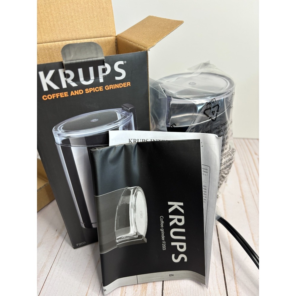 Krups NWT Coffee & Spice Grinder F203 W/Stainless Steel Blades - Never Used